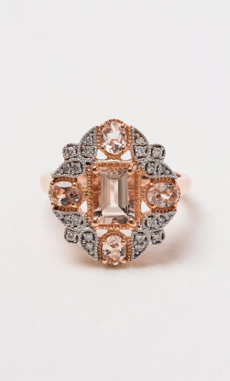 Hogans Family Jewellers 9K RWG Morganite Art Deco Ring
