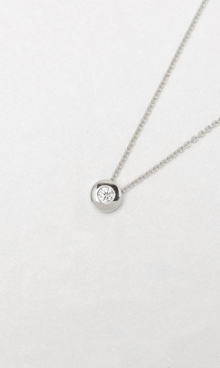 Hogans Family Jewellers 9K WG 0.08ct Round Brilliant Cut Diamond Bezel Set Necklace