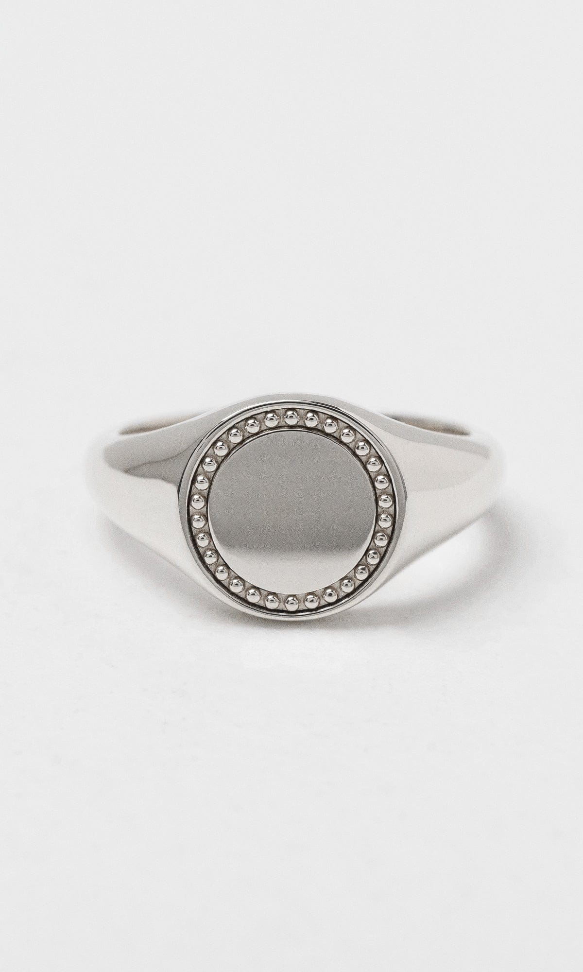 Hogans Family Jewellers 9K WG 10mm Round Framed Signet Ring