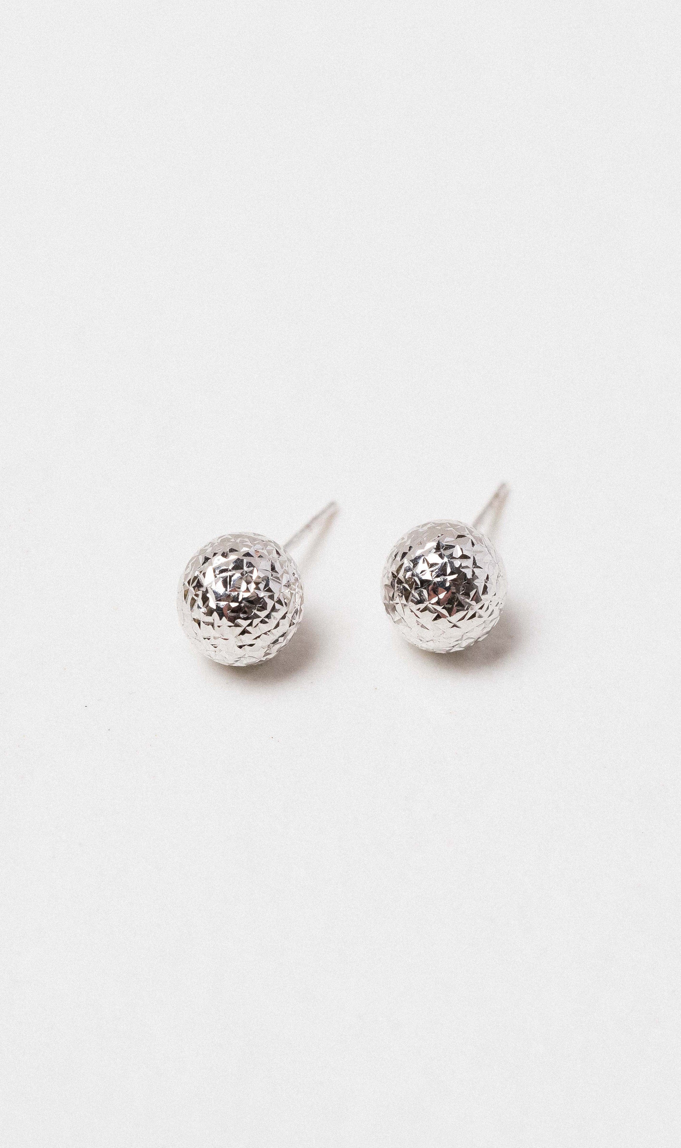 Hogans Family Jewellers 9K WG Diamond Cut Ball Stud Earrings