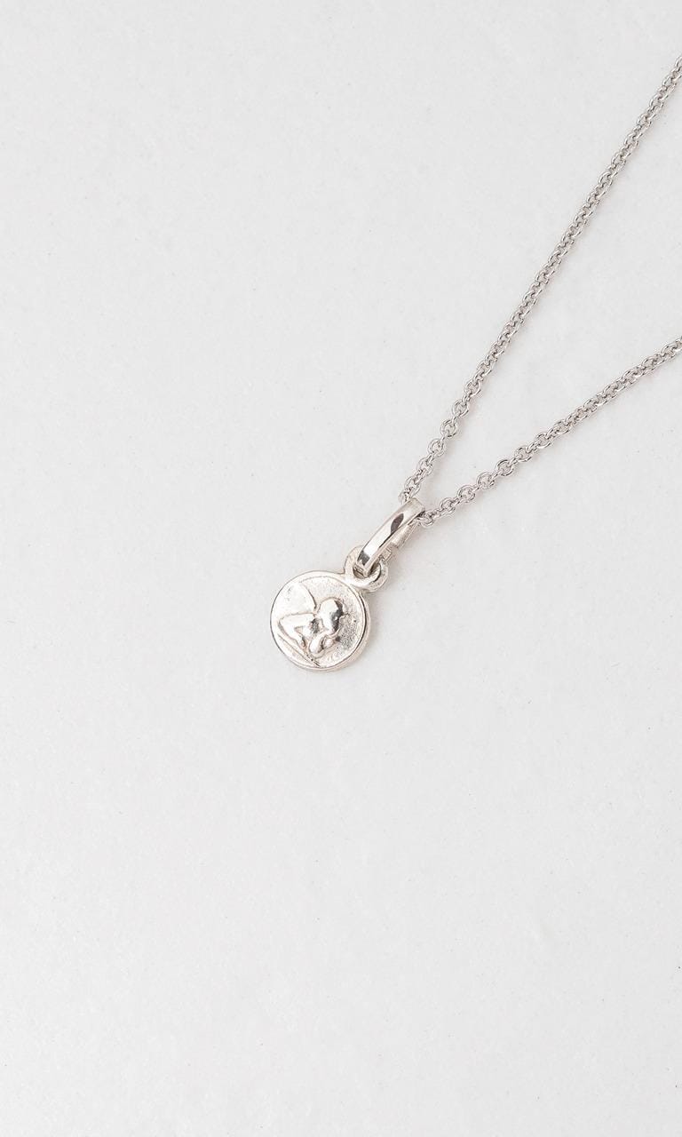 Hogans Family Jewellers 9K WG Guardian Angel Religious Disc Pendant