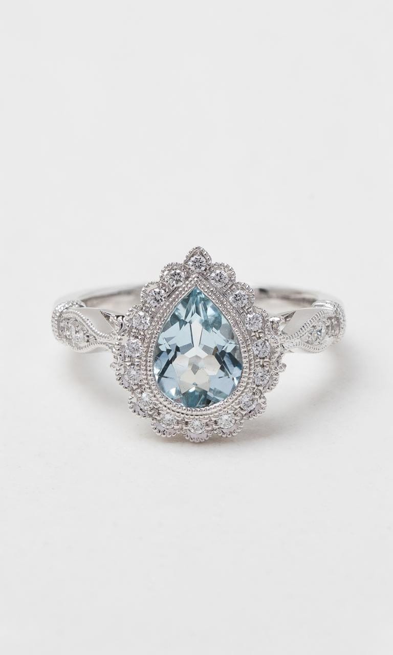 Hogans Family Jewellers 9K WG Pear Cut Aquamarine Antique Dress Ring
