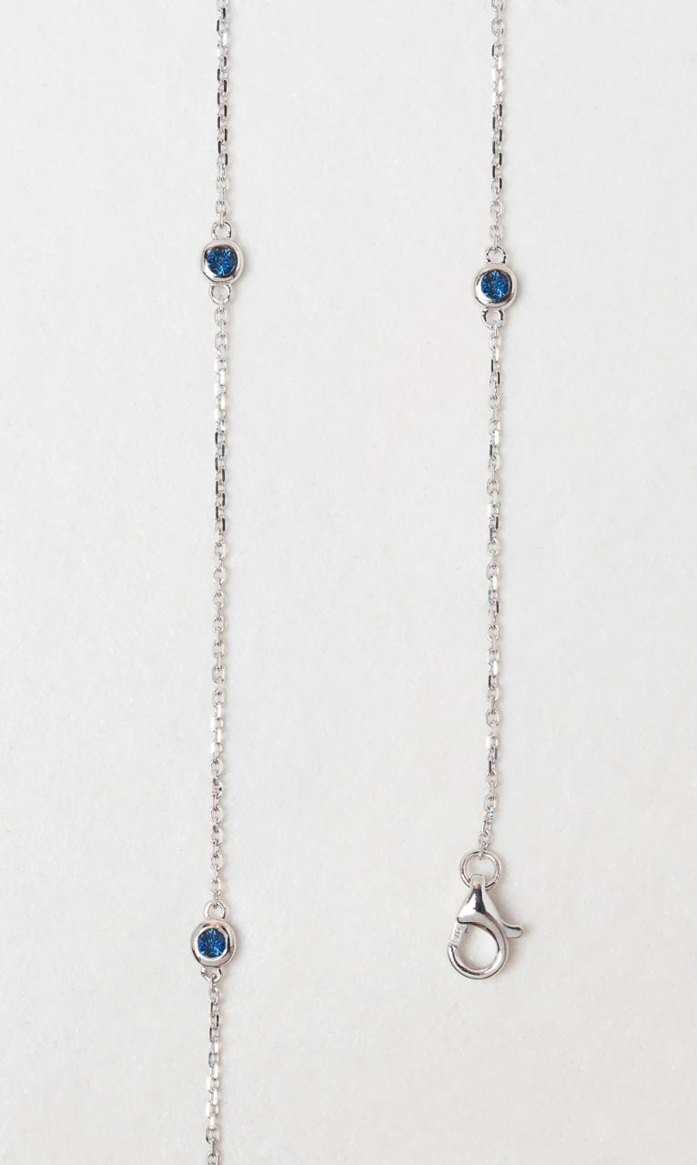 Hogans Family Jewellers 9K WG Round Brilliant Cut Sapphire Chain Necklace