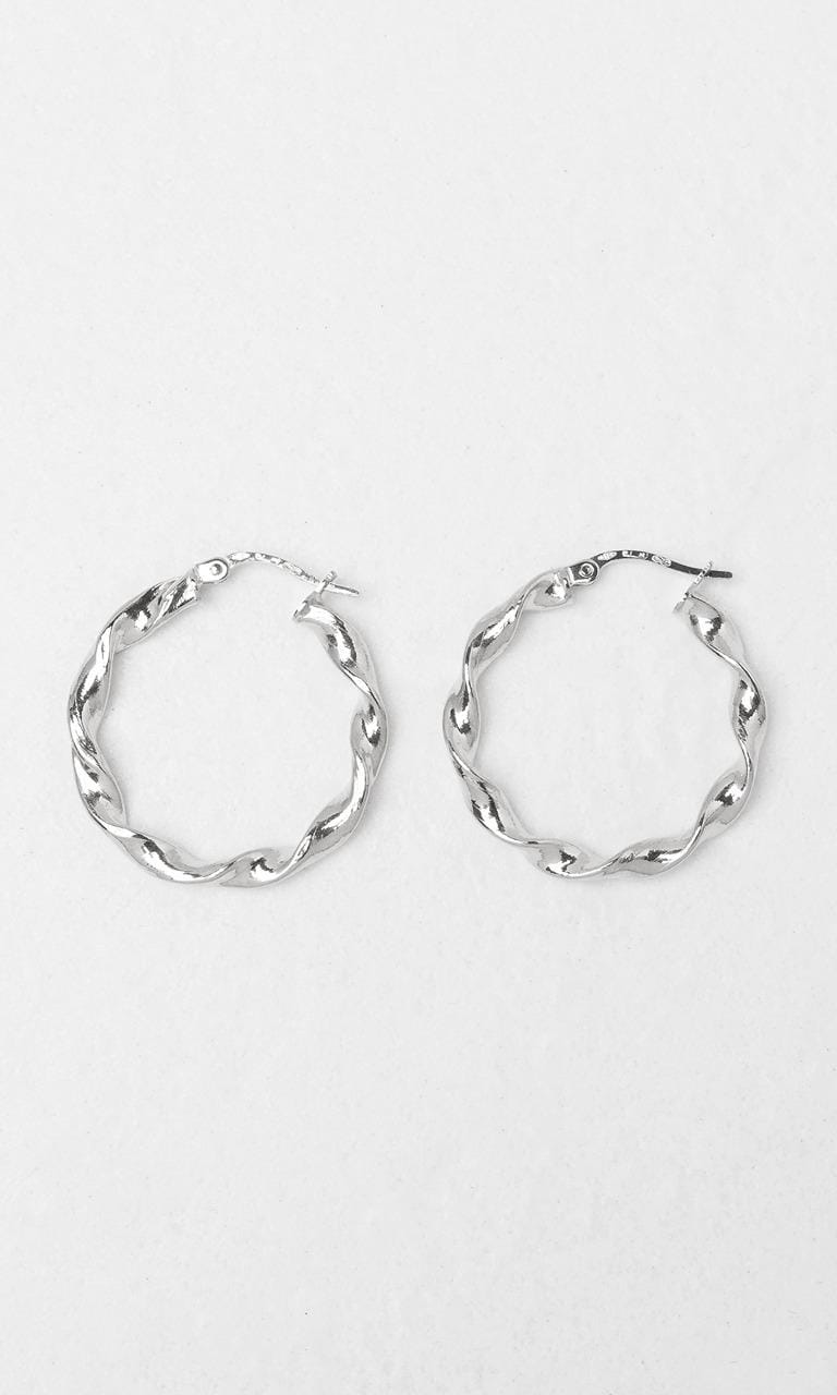 Hogans Family Jewellers 9K WG Twist Hoop Earrings