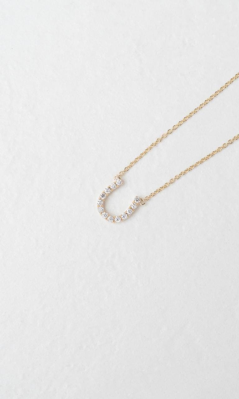 Hogans Family Jewellers 9K YG 0.195ct TDW Round Brilliant Diamond Horseshoe Necklace