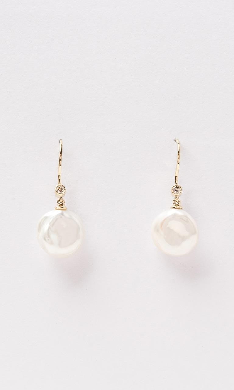 Hogans Family Jewellers 9K YG 12-13mm Keshi Pearl Drop Earrings