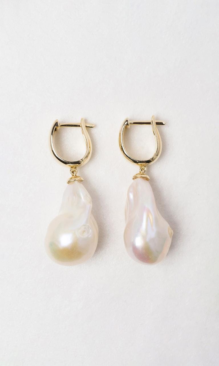 Hogans Family Jewellers 9K YG 13mm Baroque Pearl Huggie Earrings