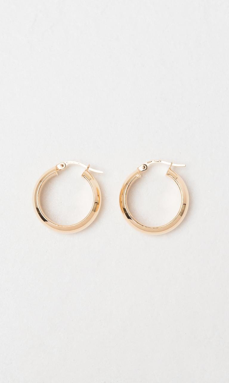 Hogans Family Jewellers 9K YG 15mm Flat Edge Hoop Earrings