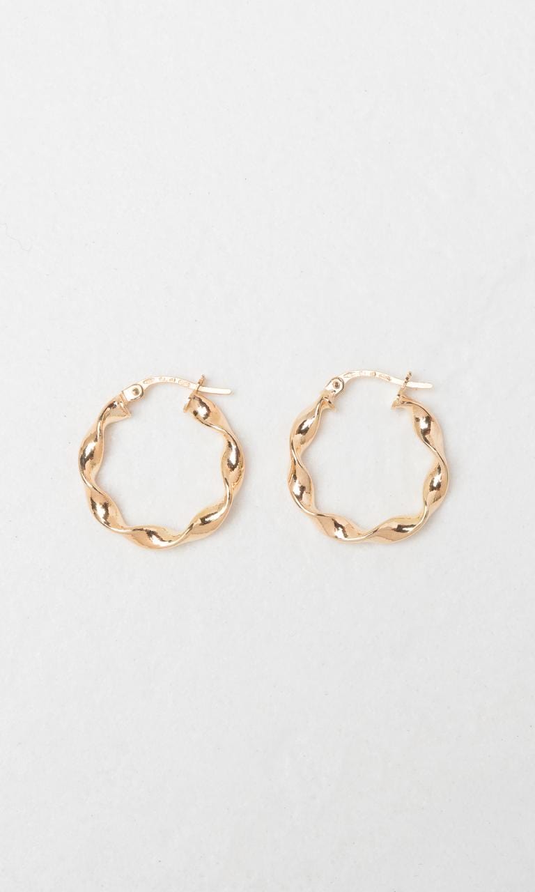 Hogans Family Jewellers 9K YG 15mm Ribbon Twist Hoop Earrings