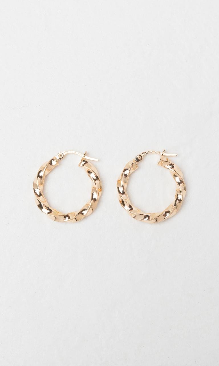 Hogans Family Jewellers 9K YG 15mm Twist Hoop Earrings