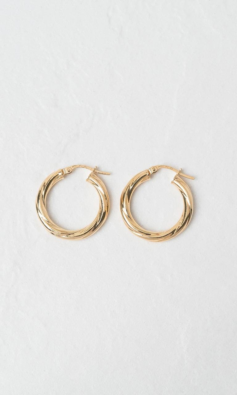 Hogans Family Jewellers 9K YG 15mm Twist Hoop Earrings
