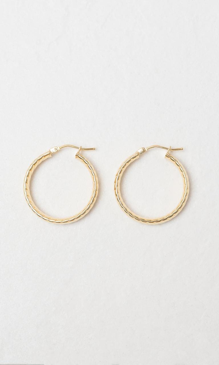 Hogans Family Jewellers 9K YG 20mm Textured Hoop Earrings