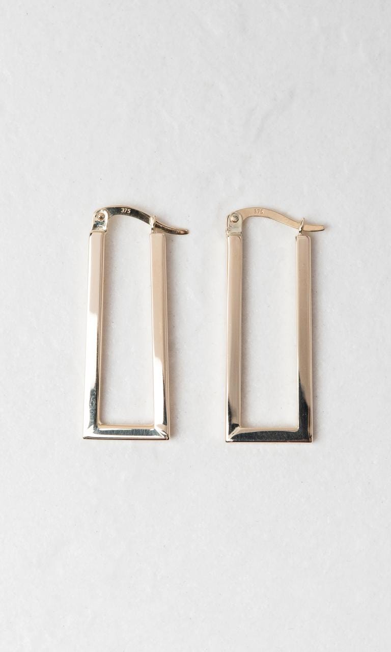Hogans Family Jewellers 9K YG 25mm Rectangular Oblong Hoop Earrings