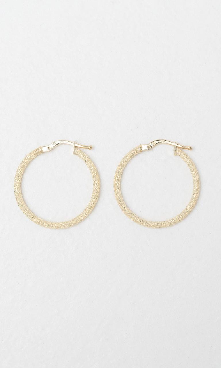 Hogans Family Jewellers 9K YG 25mm Textured Hoop Earrings