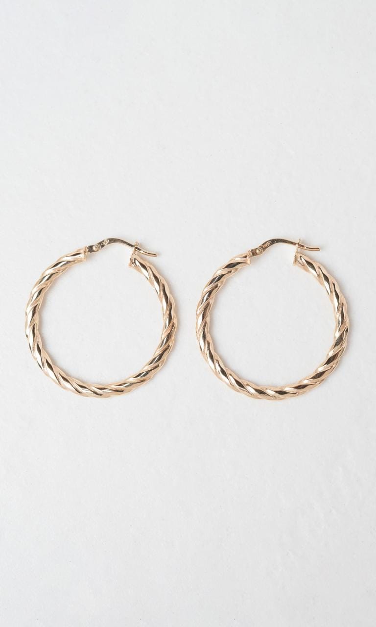Hogans Family Jewellers 9K YG 25mm Twist Hoop Earrings