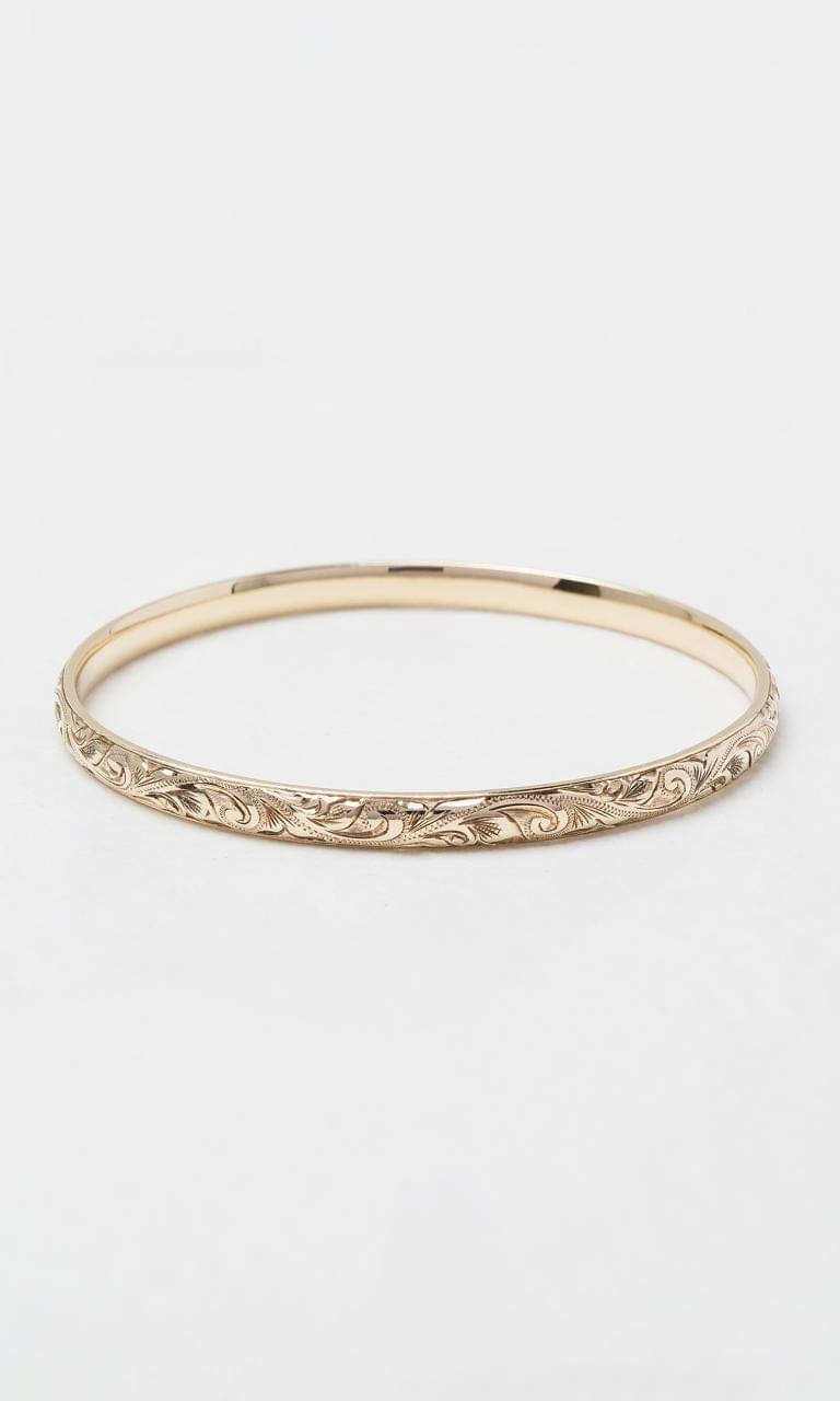Hogans Family Jewellers 9K YG 5mm Engraved Bangle