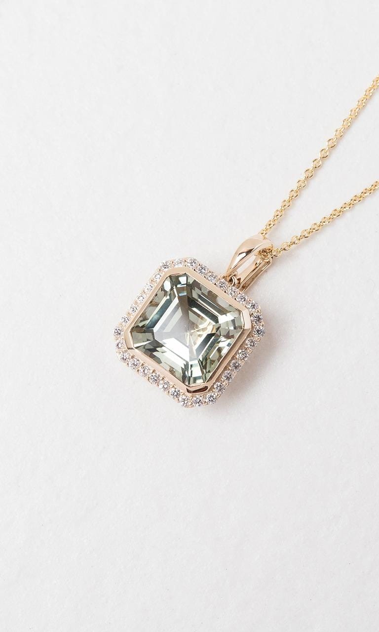 Hogans Family Jewellers 9K YG Asscher Cut Green Amethyst Enhancer Pendant