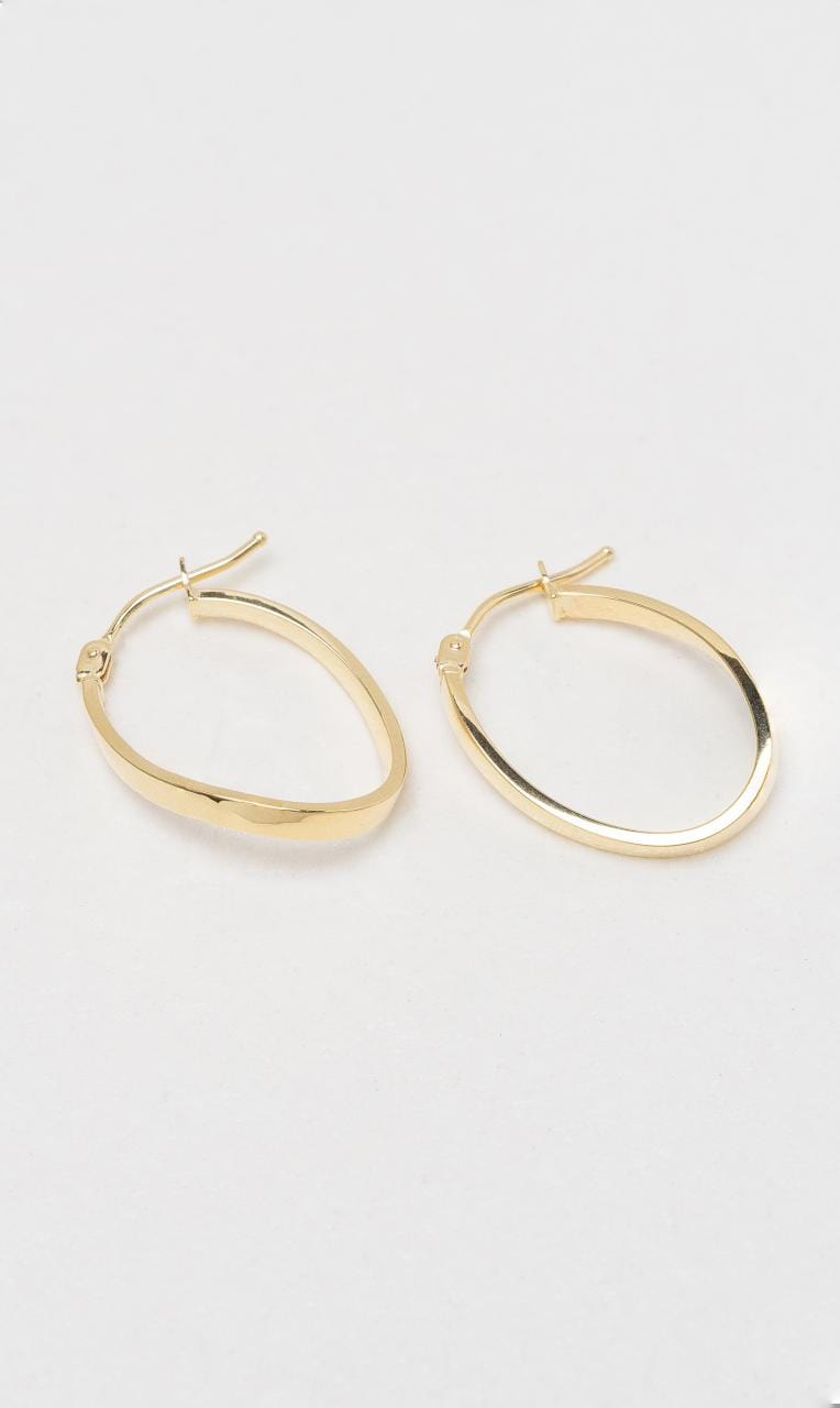 Hogans Family Jewellers 9K YG Asymmetric Oval Hoop Earrings