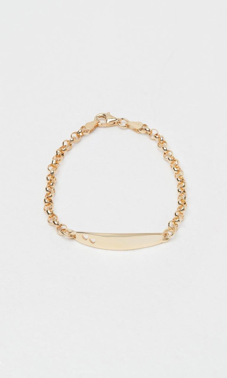 Hogans Family Jewellers 9K YG Baby ID Bracelet with Hearts