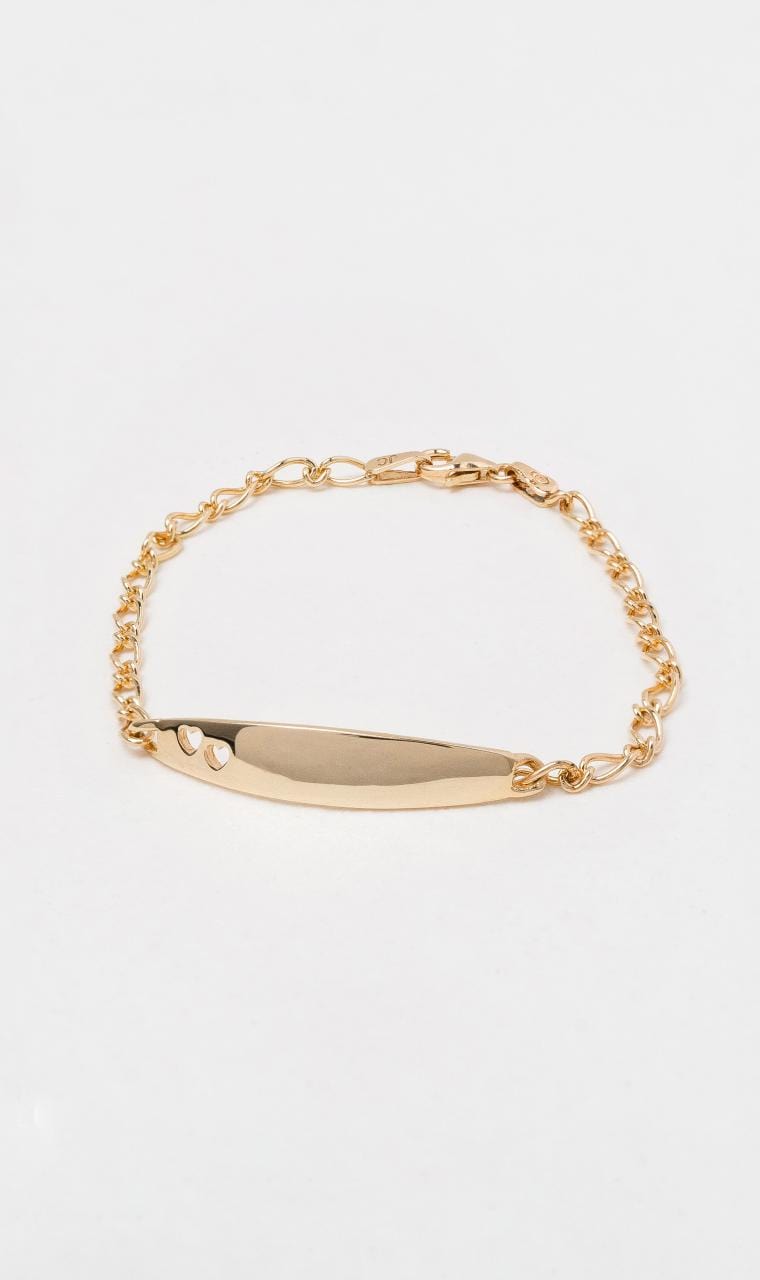 Hogans Family Jewellers 9K YG Baby ID Bracelet with Hearts