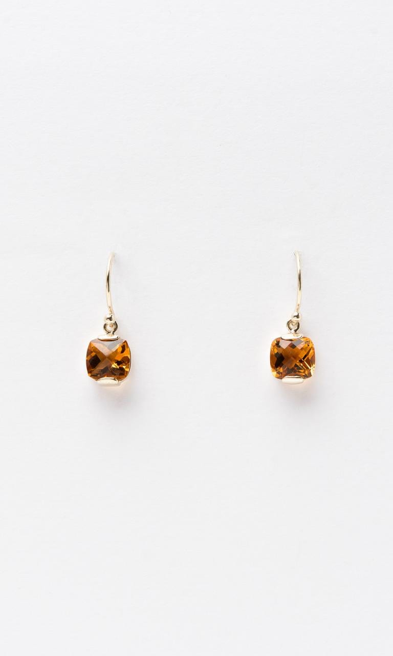 Hogans Family Jewellers 9K YG Cushion Cut Citrine Drop Earrings