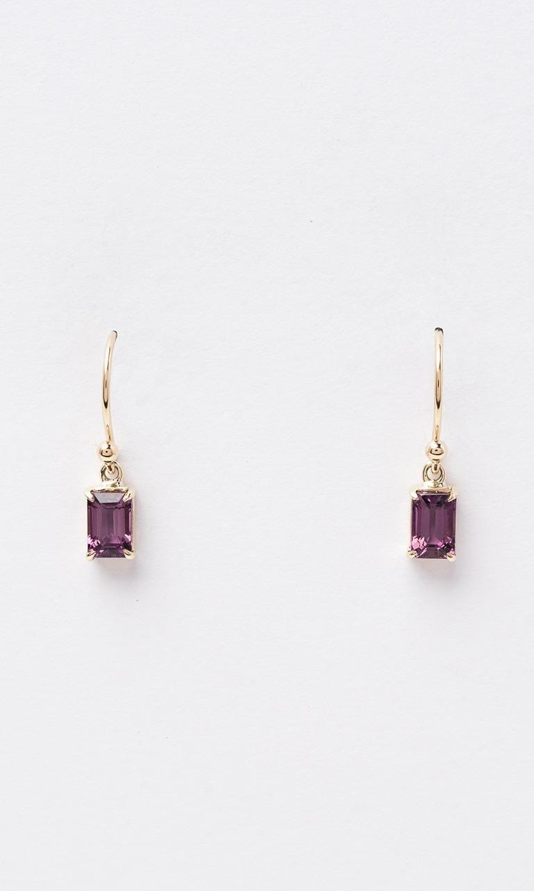 Hogans Family Jewellers 9K YG Emerald Cut Garnet Drop Earrings