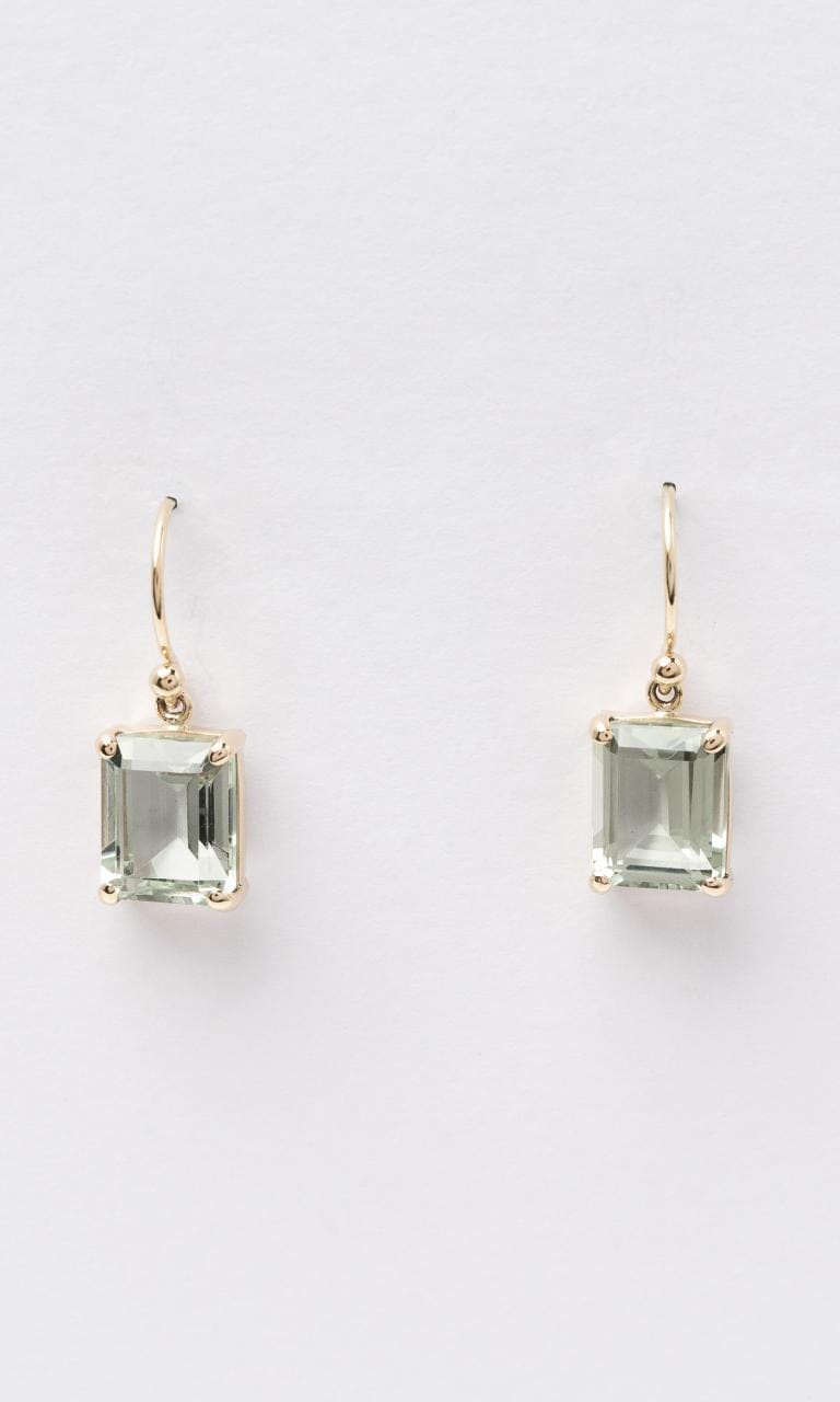 Hogans Family Jewellers 9K YG Emerald Cut Green Amethyst Drop Earrings