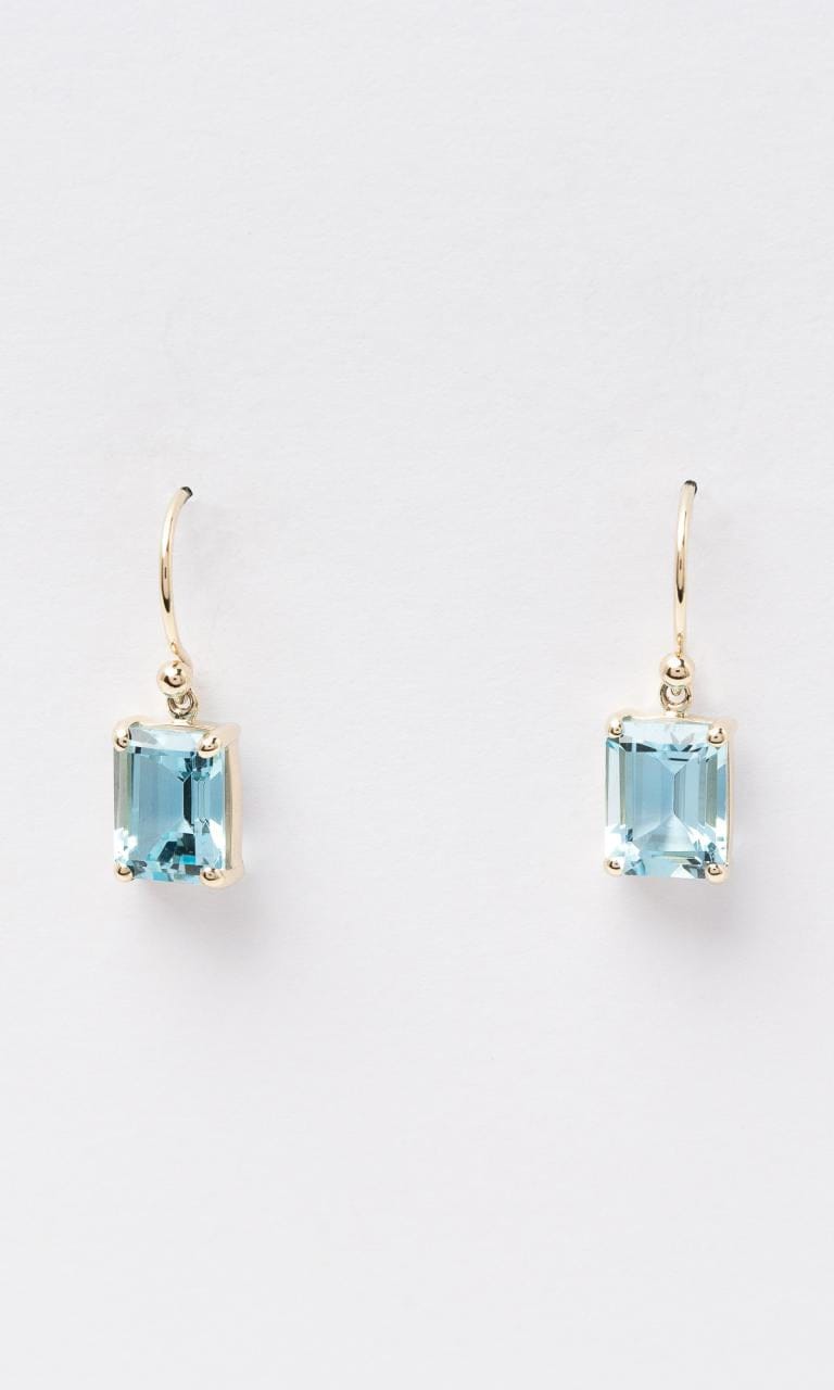 Hogans Family Jewellers 9K YG Emerald Cut Topaz Drop Earrings