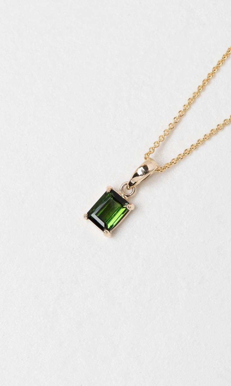 Hogans Family Jewellers 9K YG Emerald Cut Tourmaline Solitaire Pendant
