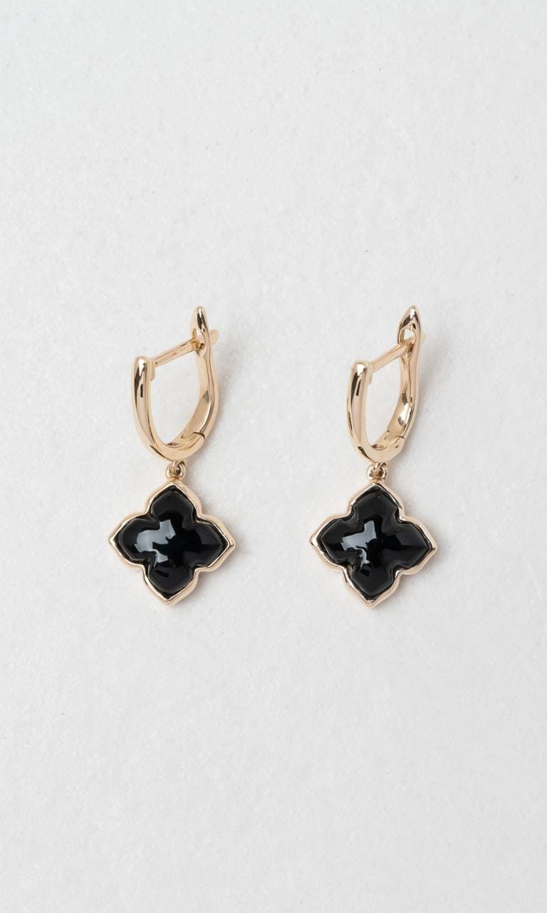 Hogans Family Jewellers 9K YG Fancy Cut Onyx Drop Earrings