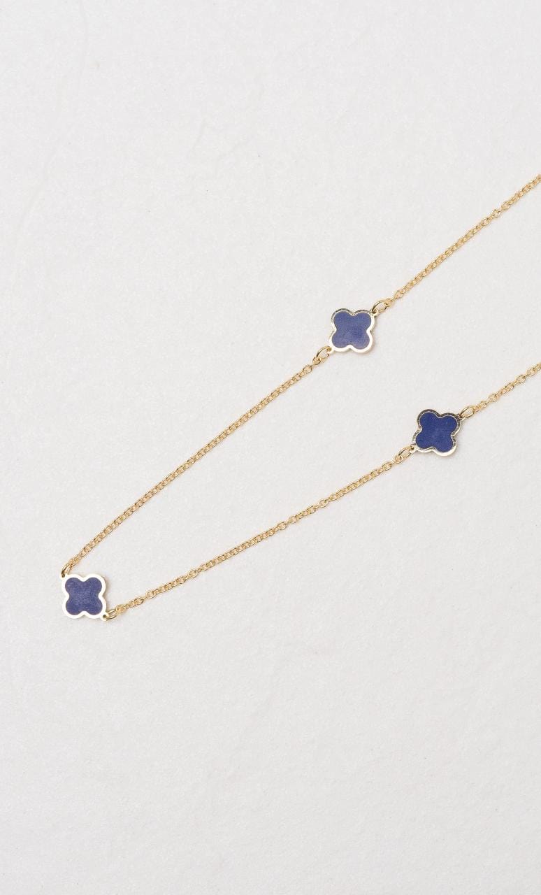 Hogans Family Jewellers 9K YG Lapis Clover Necklace