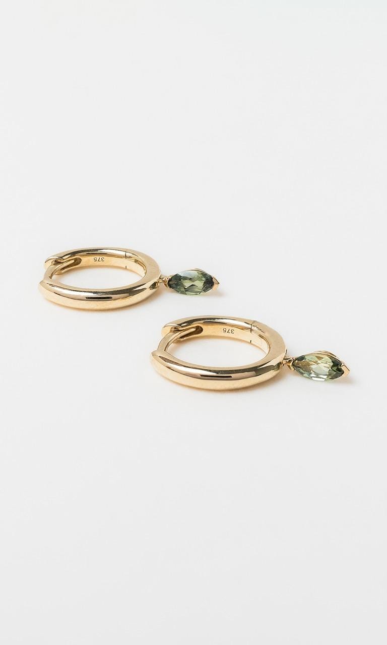 Hogans Family Jewellers 9K YG Marquise Cut Sapphire Huggie Earrings