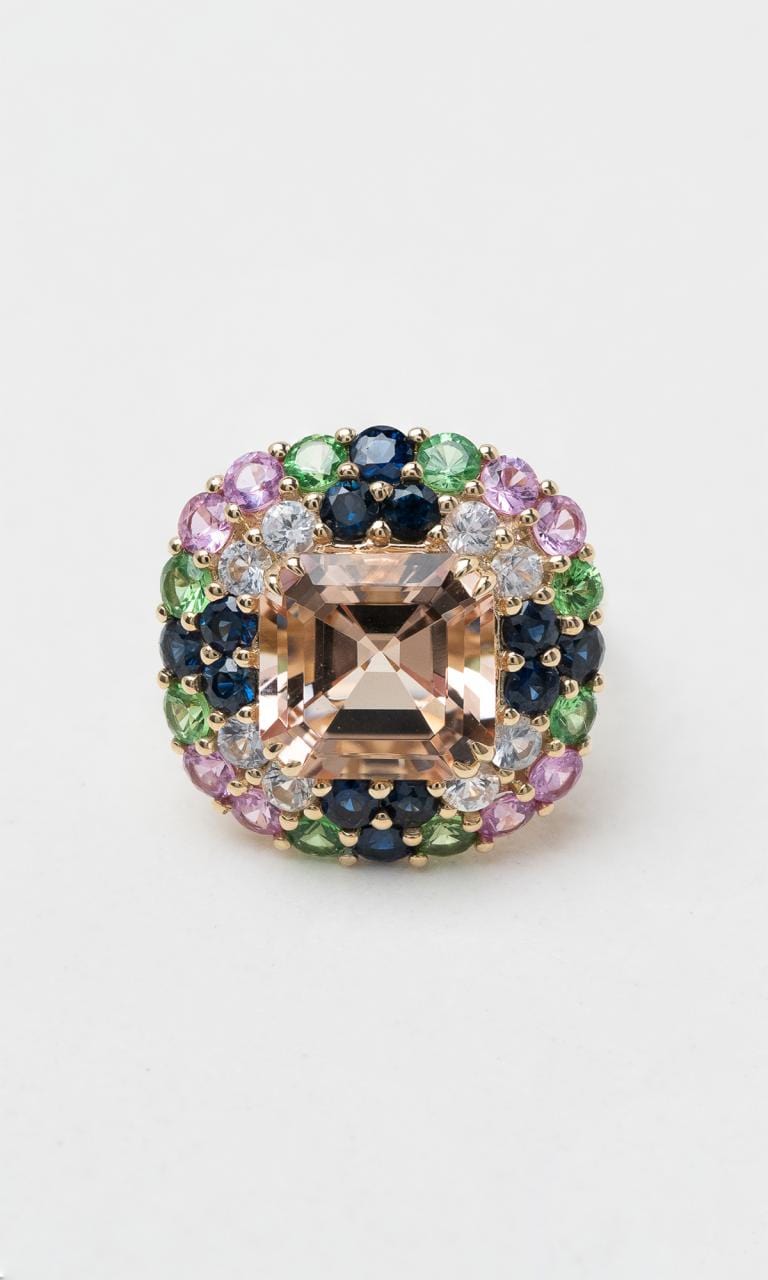 Hogans Family Jewellers 9K YG Multi-Coloured Gemstone Cluster Ring