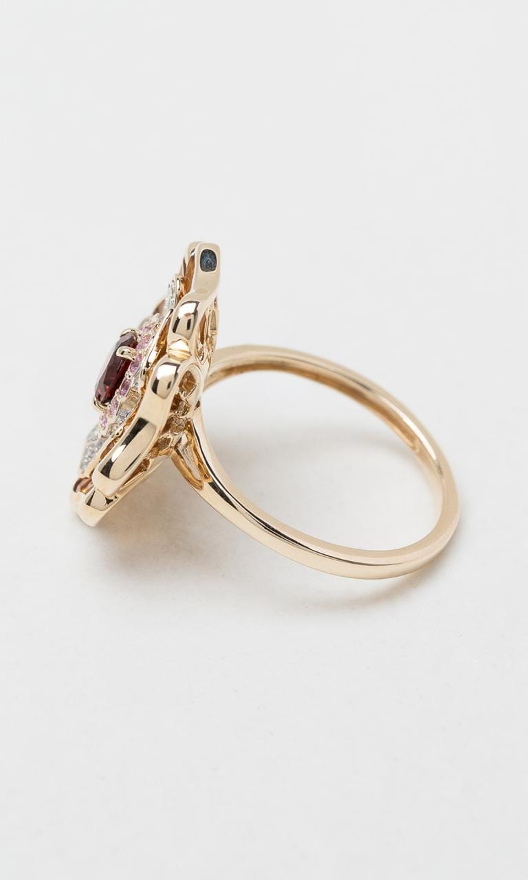 Hogans Family Jewellers 9K YG Multi-Coloured Gemstone Floral Cluster Dress Ring