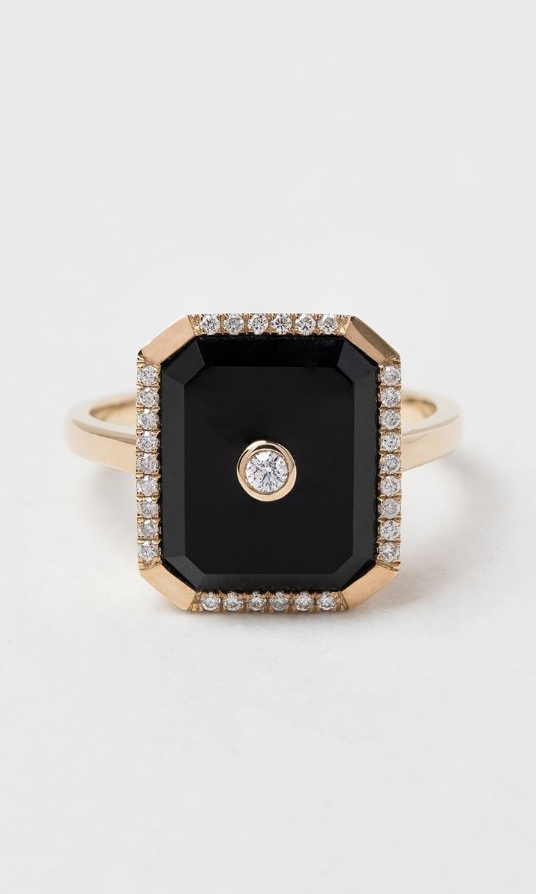Hogans Family Jewellers 9K YG Octagonal Cut Onyx Dress Ring