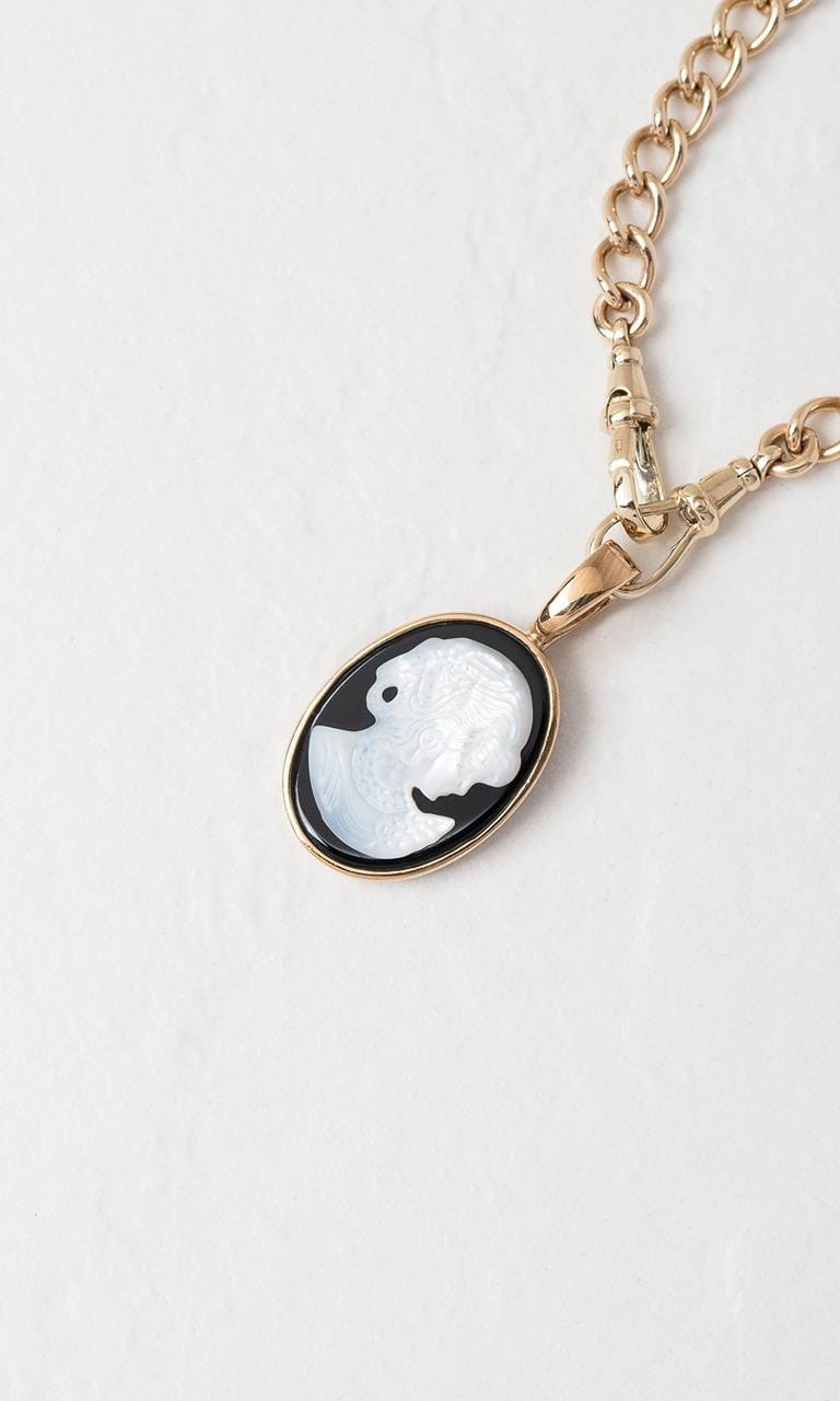 Hogans Family Jewellers 9K YG Onyx & Mother of Pearl Cameo Enhancer Pendant