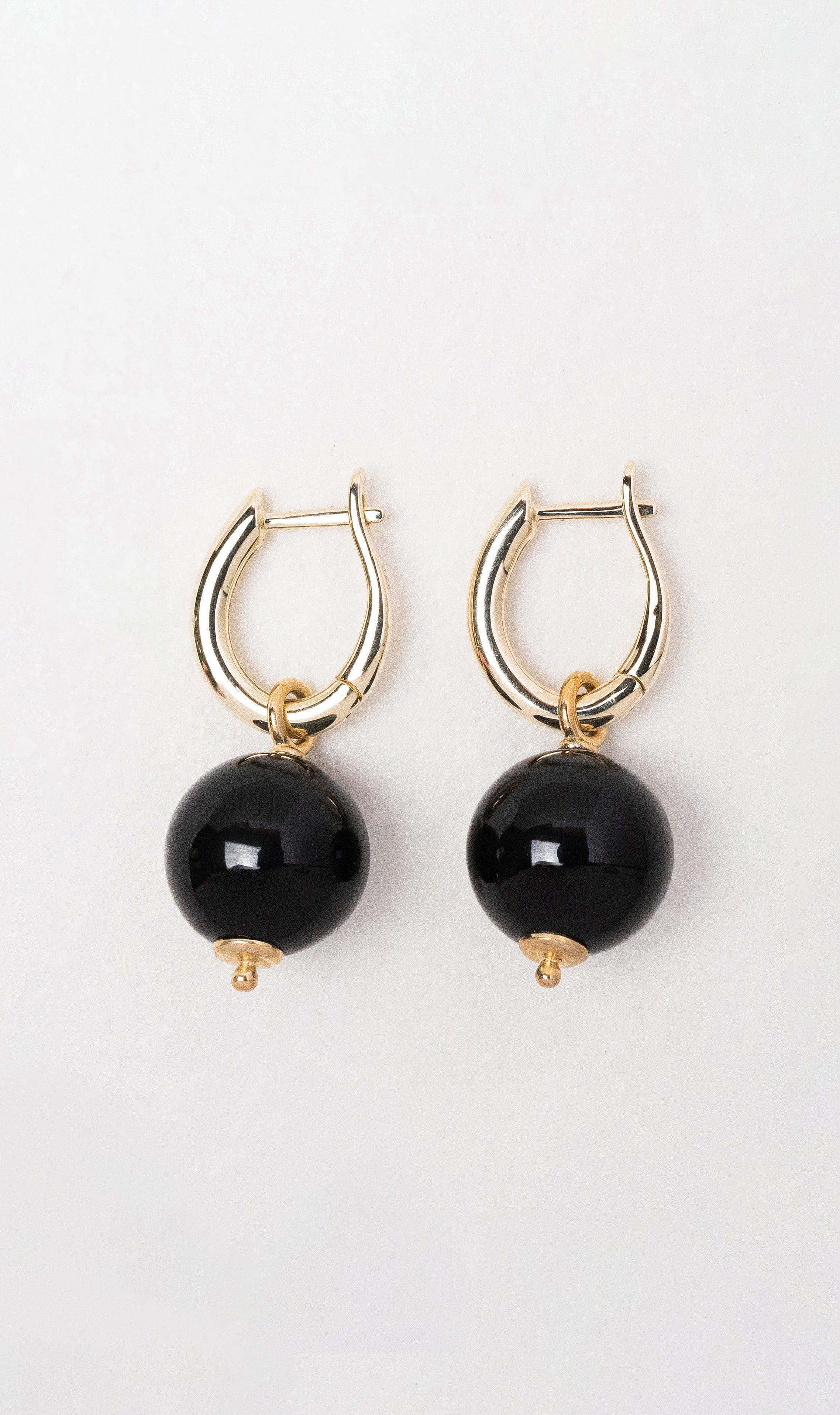 Hogans Family Jewellers 9K YG Onyx Sphere Drop Earrings