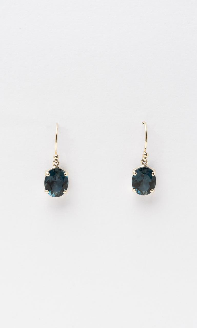 Hogans Family Jewellers 9K YG Oval Cut Blue Topaz Drop Earrings