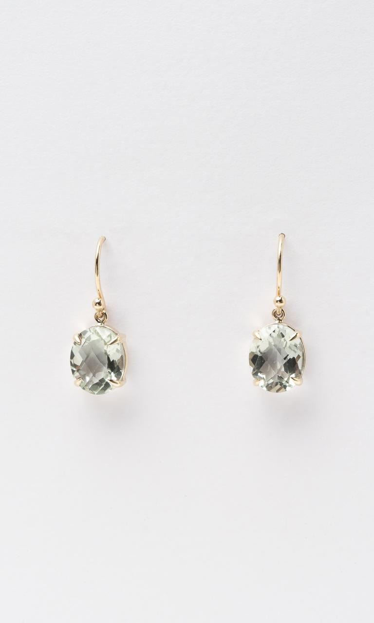 Hogans Family Jewellers 9K YG Oval Cut Green Amethyst Drop Earrings