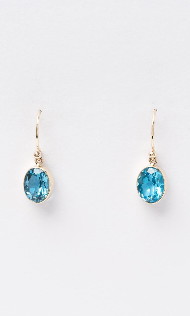 Hogans Family Jewellers 9K YG Oval Cut Topaz Drop Earrings
