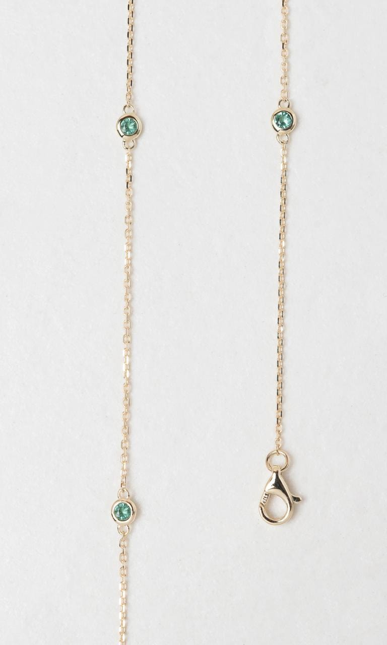 Hogans Family Jewellers 9K YG Round Brilliant Cut Emerald Chain Necklace