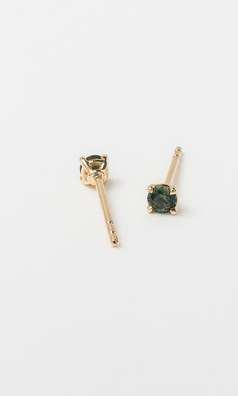 Hogans Family Jewellers 9K YG Round Brilliant Cut Parti Sapphire Stud Earrings