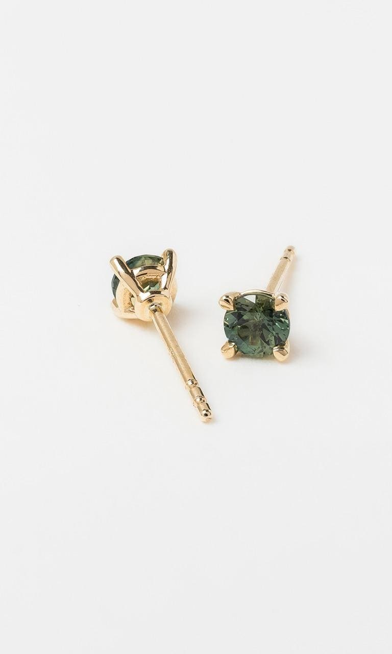 Hogans Family Jewellers 9K YG Round Brilliant Cut Sapphire Stud Earrings