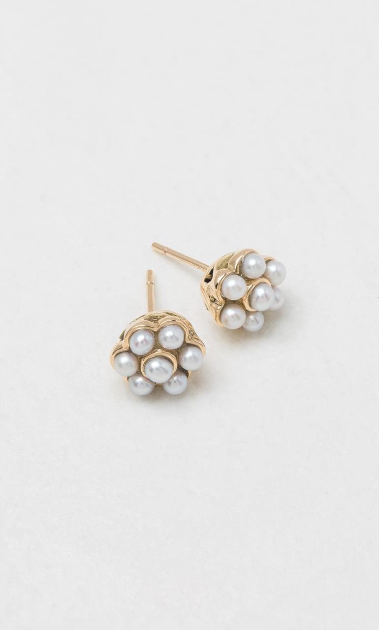 Hogans Family Jewellers 9K YG Seed Pearl Cluster Stud Earrings