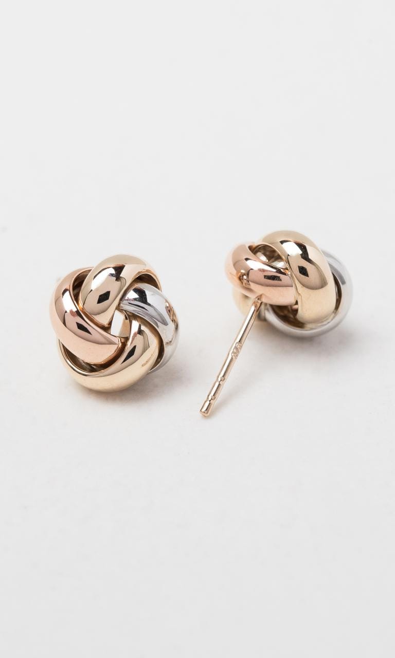 Hogans Family Jewellers 9K YRWG 10mm Knot Stud Earrings