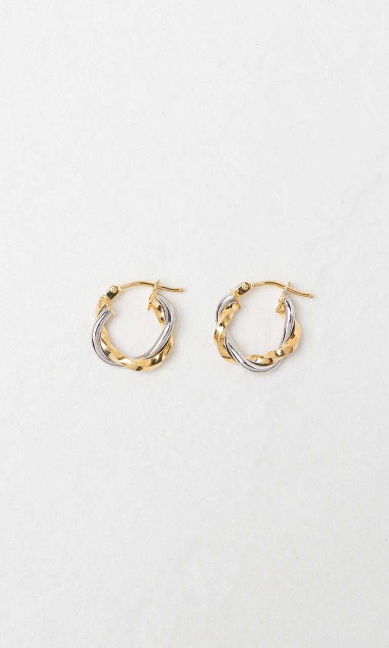 Hogans Family Jewellers 9K YWG 8mm Ribbon Twist Hoop Earrings
