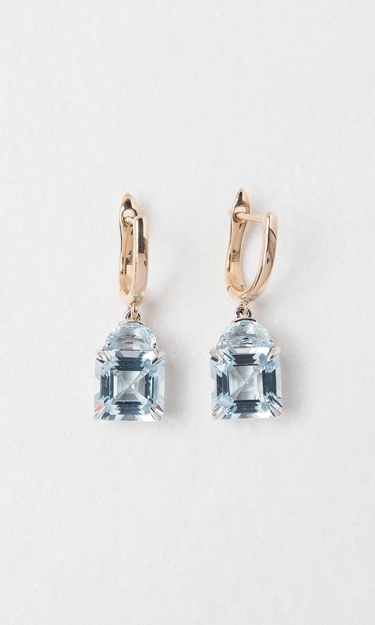 Hogans Family Jewellers 9K YWG Asscher Cut Aquamarine Drop Earrings