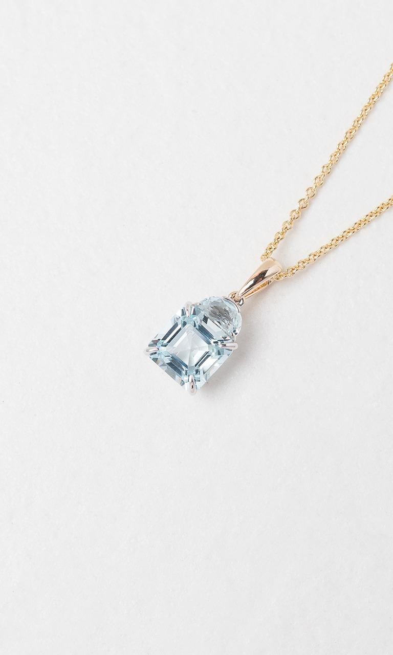 Hogans Family Jewellers 9K YWG Asscher Cut Aquamarine Pendant