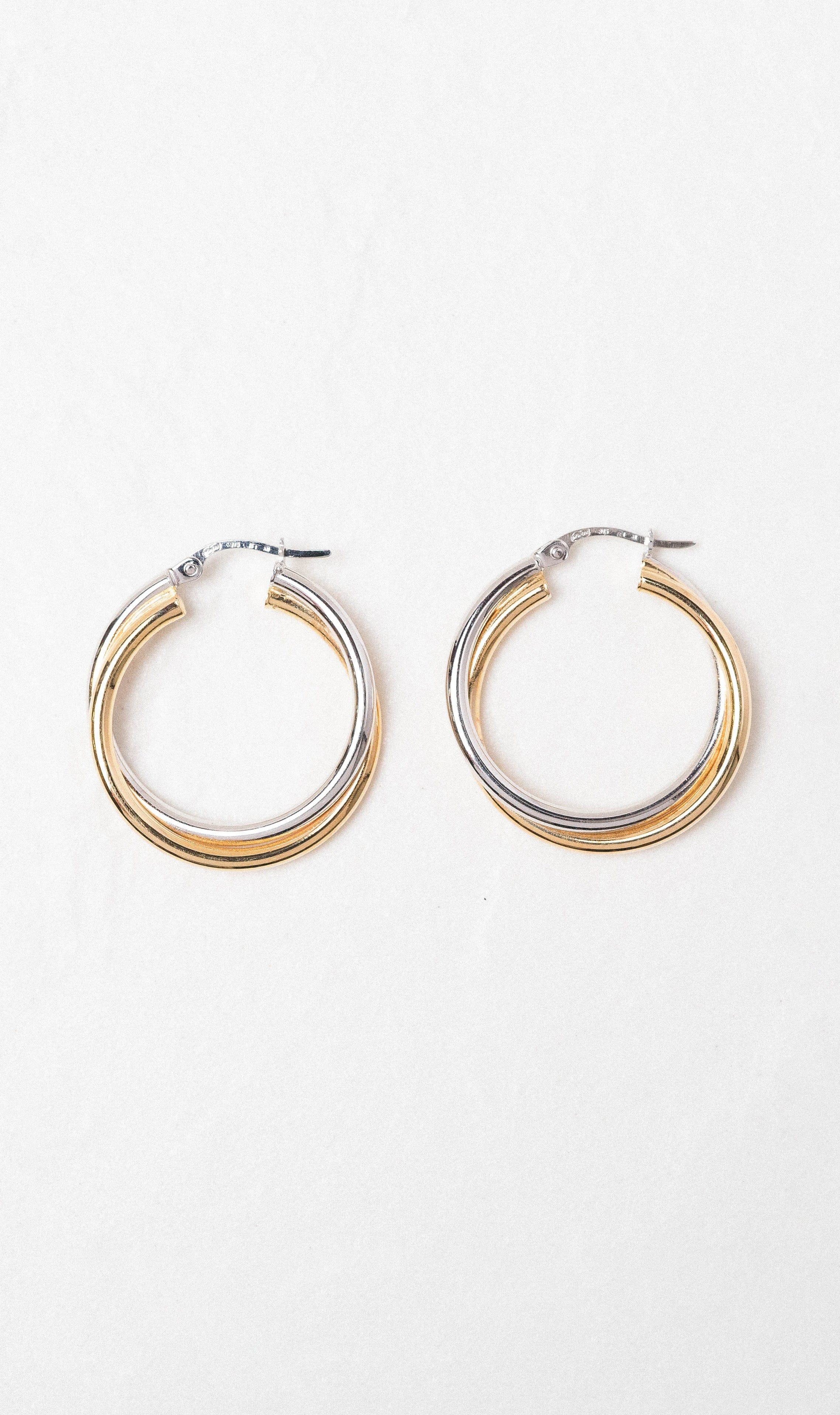 Hogans Family Jewellers 9K YWG Crossover Hoop Earrings