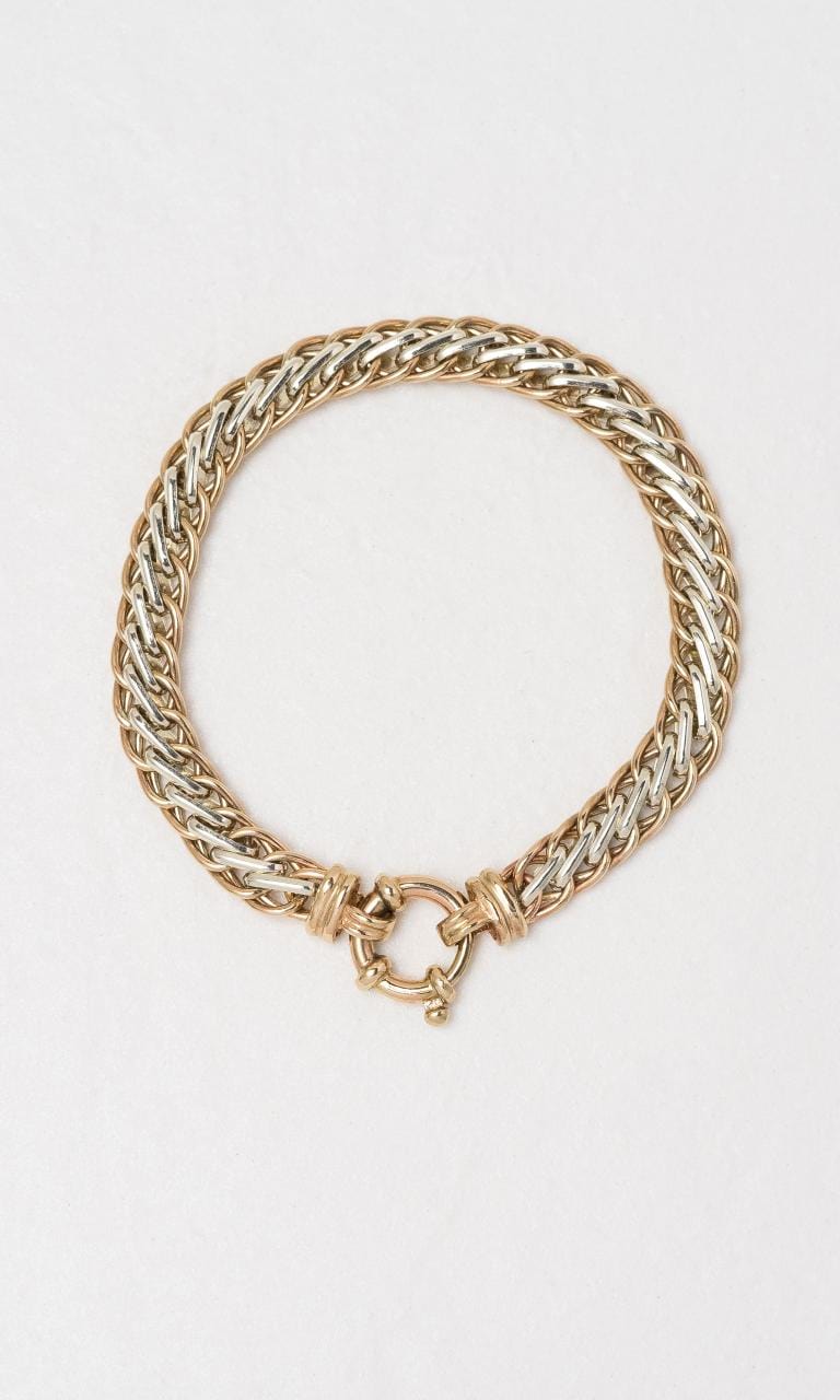 Hogans Family Jewellers 9K YWG Fancy Link Bracelet With Euro Bolt